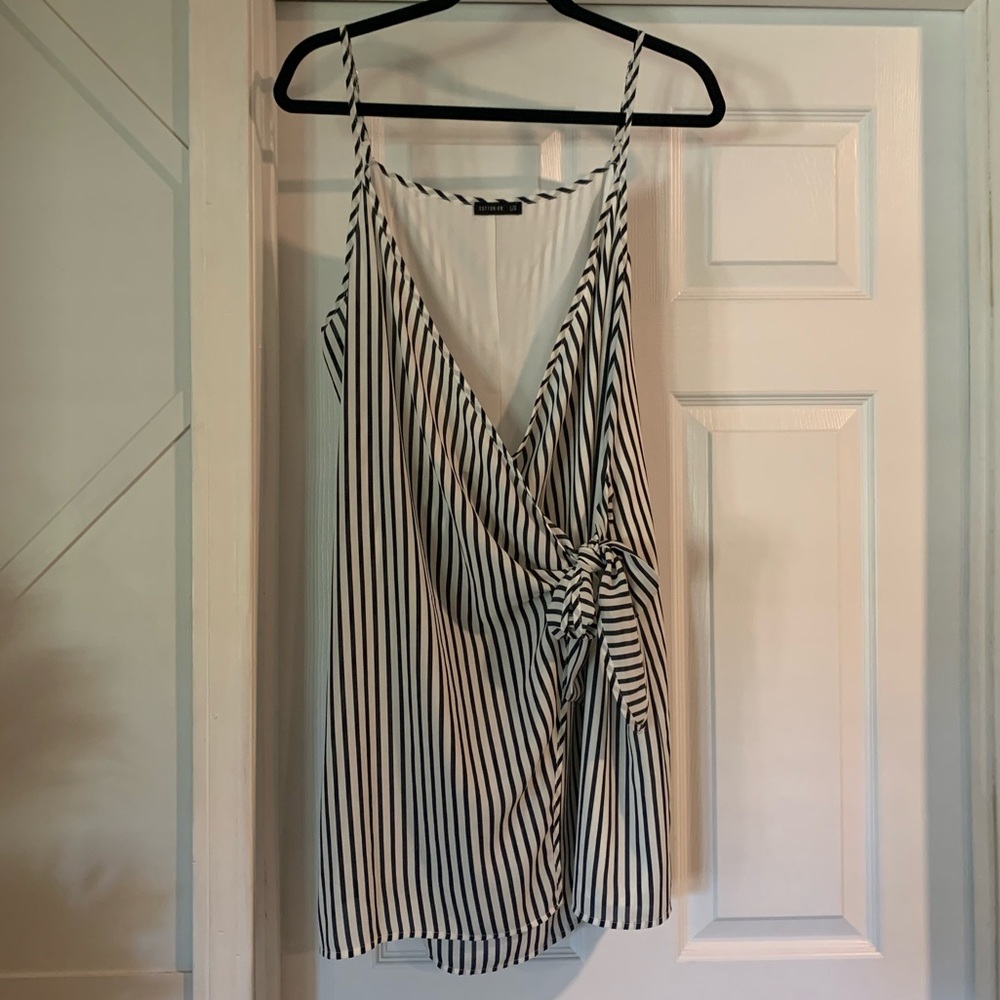 NWOT Cotton On Navy and White Stripe Wrap Dress